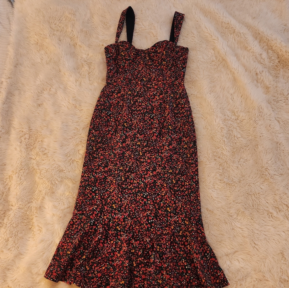 Anthropologie Hutch Floral Midi Dress Balconette Bust Size Extra Small - Picture 9 of 11